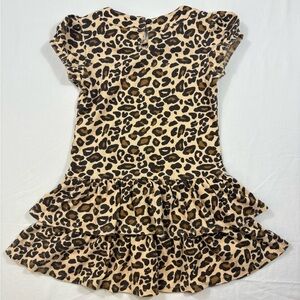 Gymboree Leopard Print Puff Sleeve Tiered Ruffle Dress | Size 5